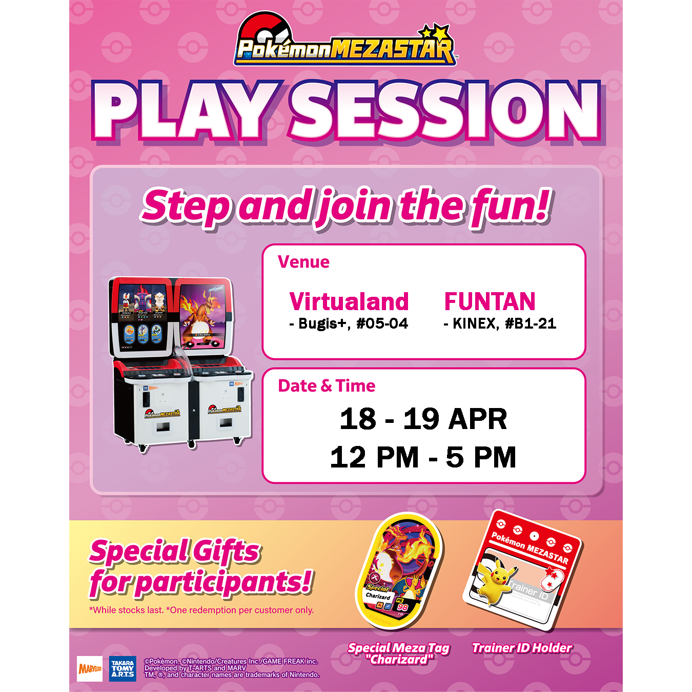Join the Play Session and receive a Special Meza Tag "Charizard"! (April 18 - 19)