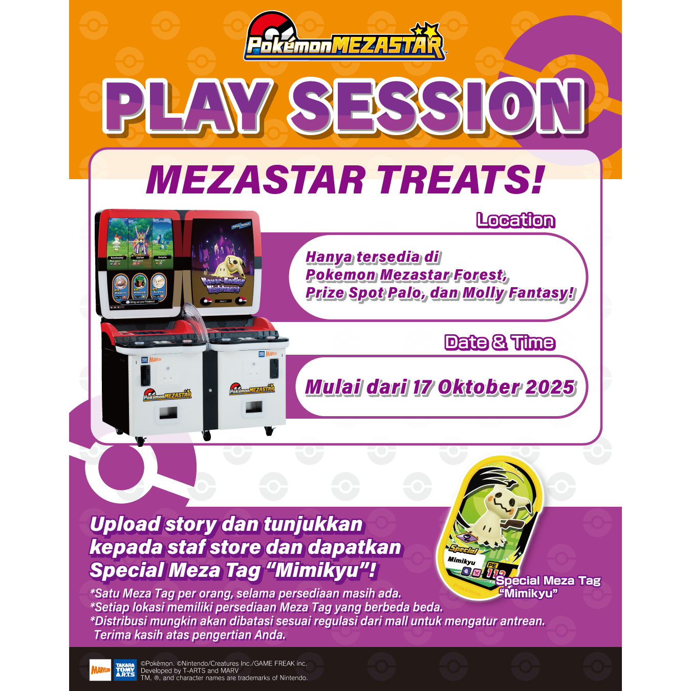 MEZASTAR TREATS! Get a Special Meza Tag "Mimikyu" at the Pokémon MEZASTAR Play Session!!