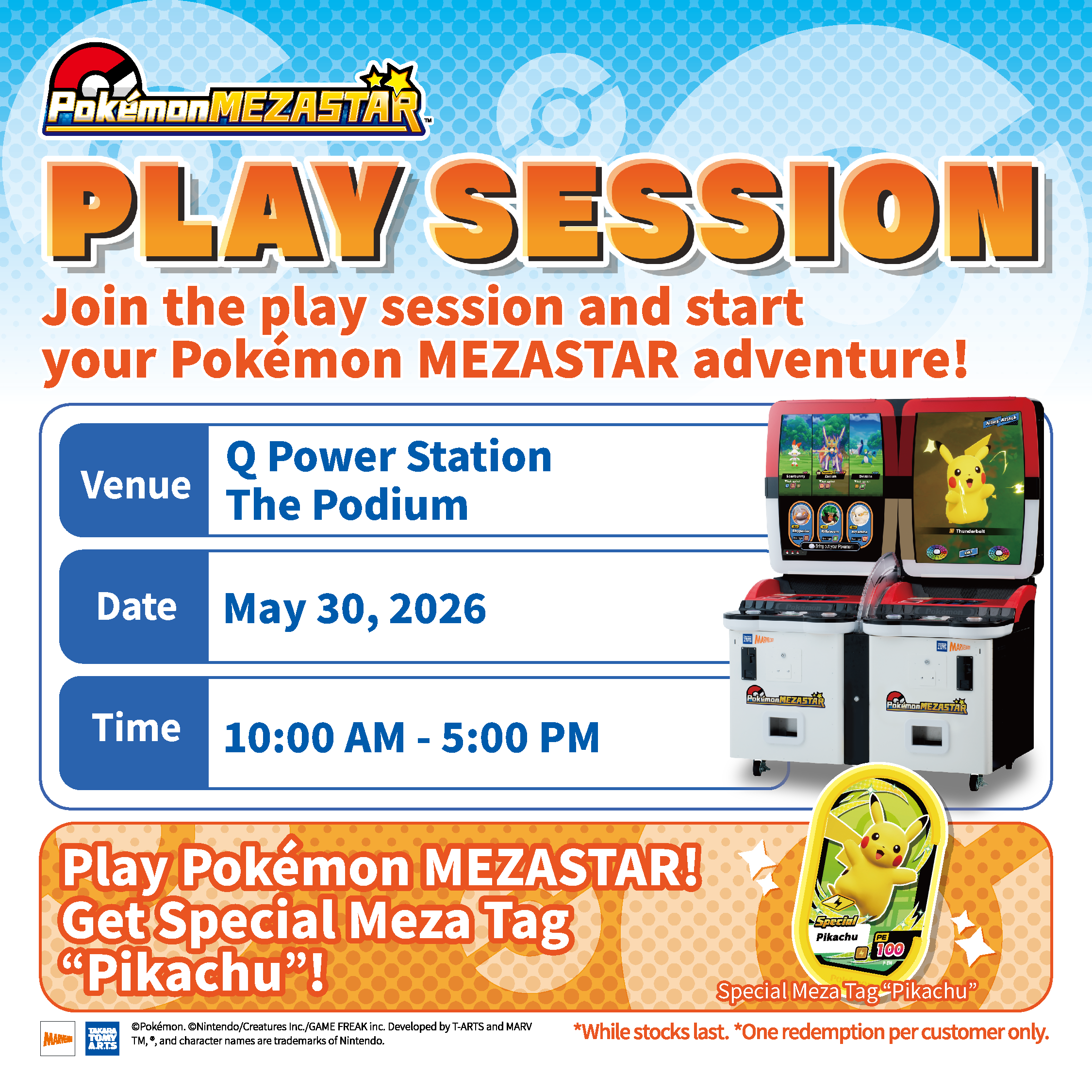 Join the Play Session and receive a Special Meza Tag "Pikachu"! (30 May 2026)